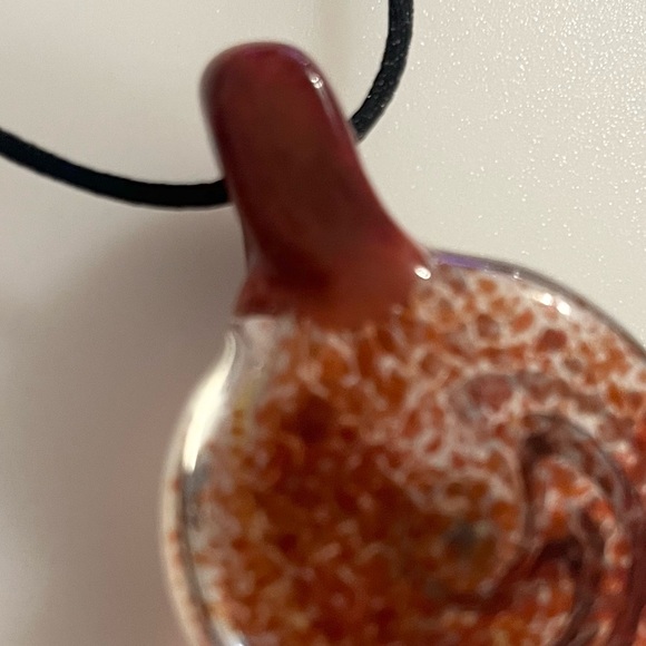 Handblown Artisan Brown Blue White Yellow Glitter Art Lampwork Glass Necklace - Picture 6 of 16